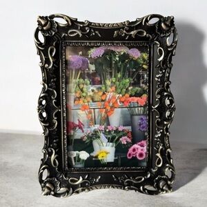4X6" Black Gilded Ornate Floral Picture Photo Frame Tabletop Wall